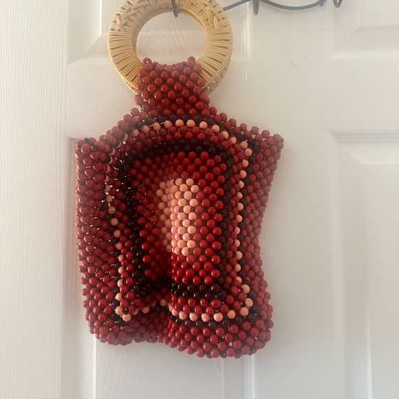 Beaded Red and Black Handbag - Picture 2 of 4